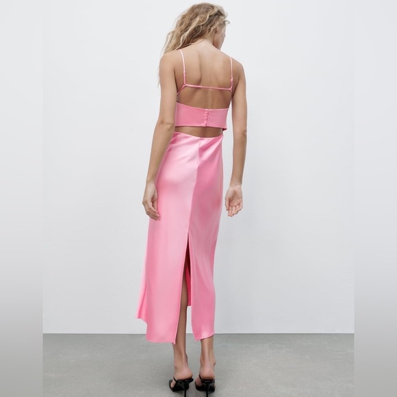 Zara Satin Effect Cut Out Dress - Picture 7 of 7